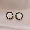 New Black Enamel Stud Earrings for Women White Acrylic Flower Korean Fashion Lovely Girls Ear Accessories Brincos 2025