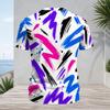 Mens Plus Size Round Neck Raglan Short Sleeve T Shirt Abstract Printed Multicolor