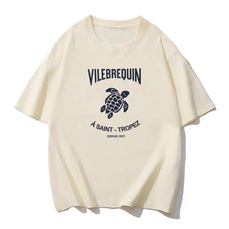 

Французская морская черепаха Vilebrequin Футболка с коротким рукавом и принтом, мужская, модный бренд, с круглым вырезом, парная S