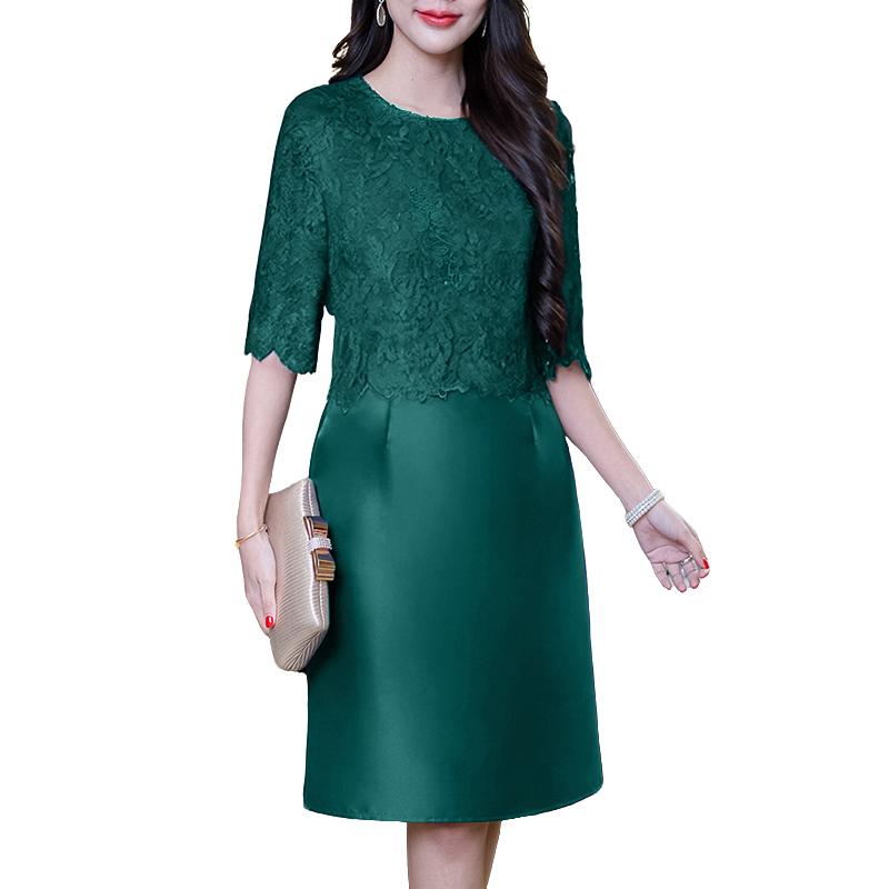 

ZANZEA Женское повседневное платье с круглым вырезом и рукавами 3/4, элегантное лоскутное платье с вышивкой L