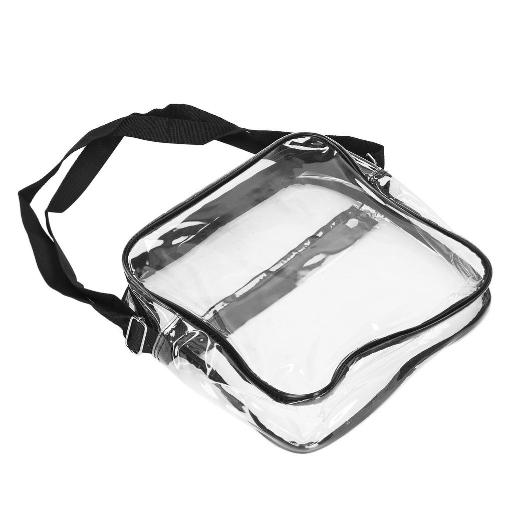 Transparent Messenger Shoulder Bag Clear Tote Bag Purse with Zipper Closure for Outdoor Traveling