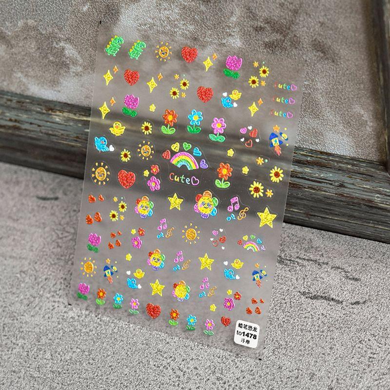 

Hand Painted Rainbow Graffiti Crayon Dinosaur Nail Sticker Tomoni Embossed Adhesive Cute Japanese Style 5D Nail Sticker Crayon Dinosaur 1478((Relief))