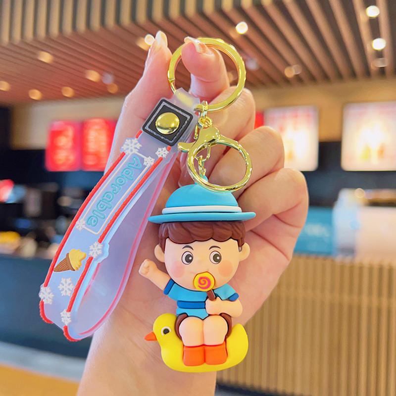 

Animal Creative Keychains For Boys And Girls Soft Rubber Key Ring Gifts синий