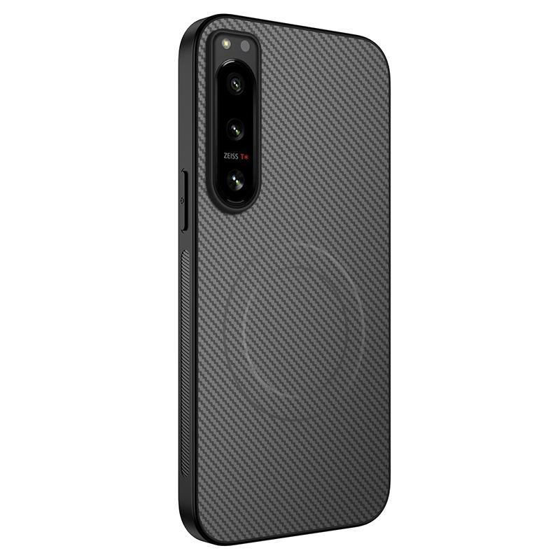 Carbon Fiber Texture Magnetic Case for Sony Xperia 1 VII 1VI 5 III 5 II Magsafe Wireless Charging Matte Shockproof Soft Cover
