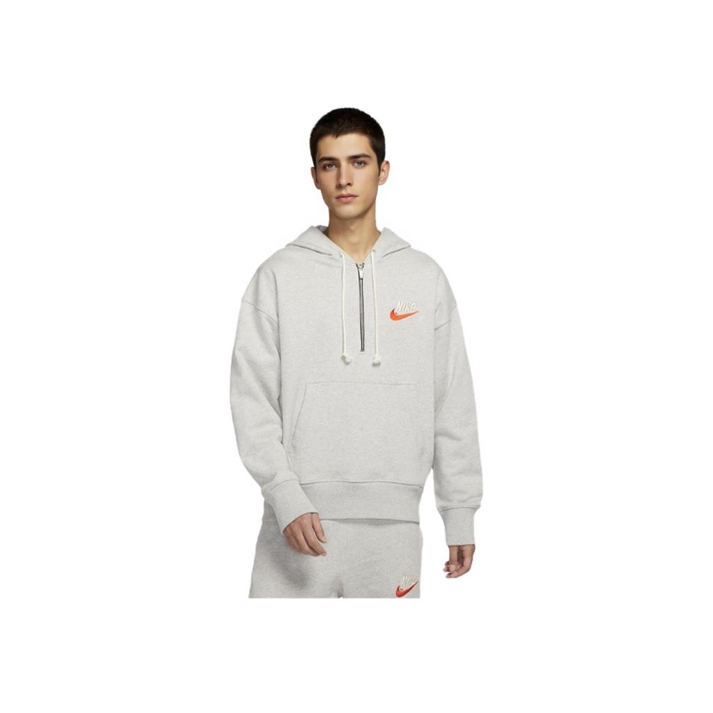 Nike Embroidered Logo Half-Zip Hooded Sweater Men Tops Grey DM5280-050