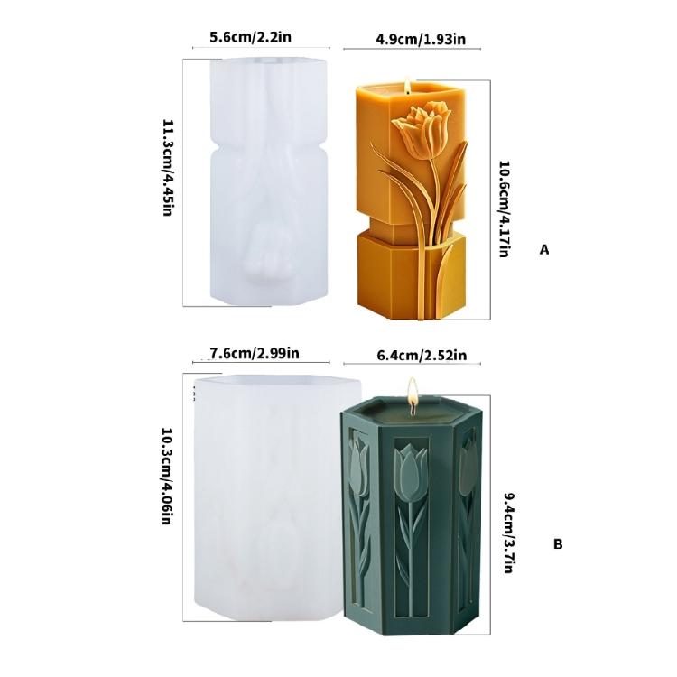 Embossed Flower Cylinder Silicone Molds for Making Candle Soap Gypsum Silicone Molds for Epoxy Resin Home Decoration