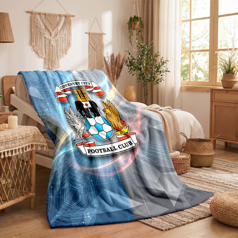 Coperta in Flanella con Stampa Coventry City Calcio Morbida Calda Coperta da Divano Letto per Casa Ufficio Camera da Letto