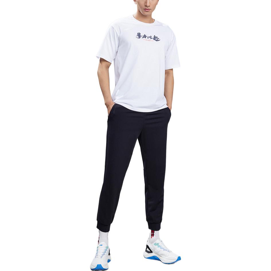 Anta SS22 Geometric Letter Print Crew Neck T-Shirt Men Tops White 152227148-4