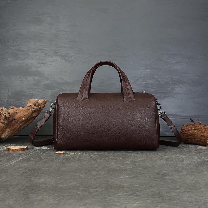 Large-capacity Boston Bag Genuine Leather Commuter Hand-held Pillow Bag Large Bag