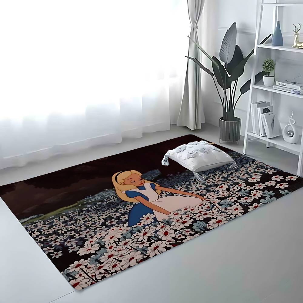 A-Alice In Wonderland Floor Mat Bathroom Absorbent Mat Simple Door Dirt-resistant Mat Home Kitchen Mat Foot Mat Entry Mat