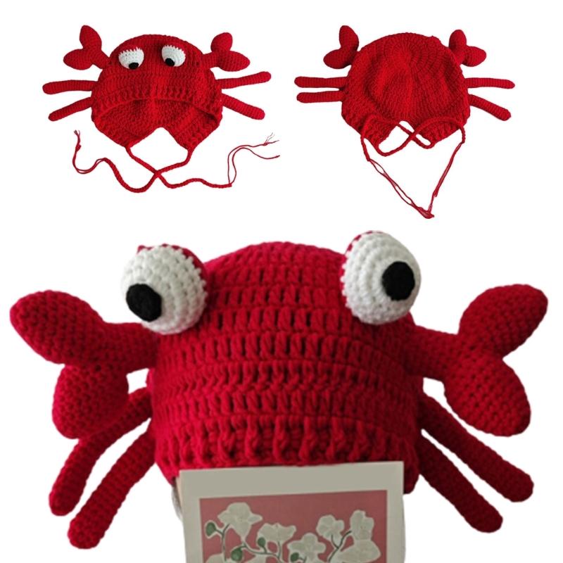Knitted Hat Crab Claw for Girls Y2K-GIRL Hat Crocheted Claw Slouchy Designs