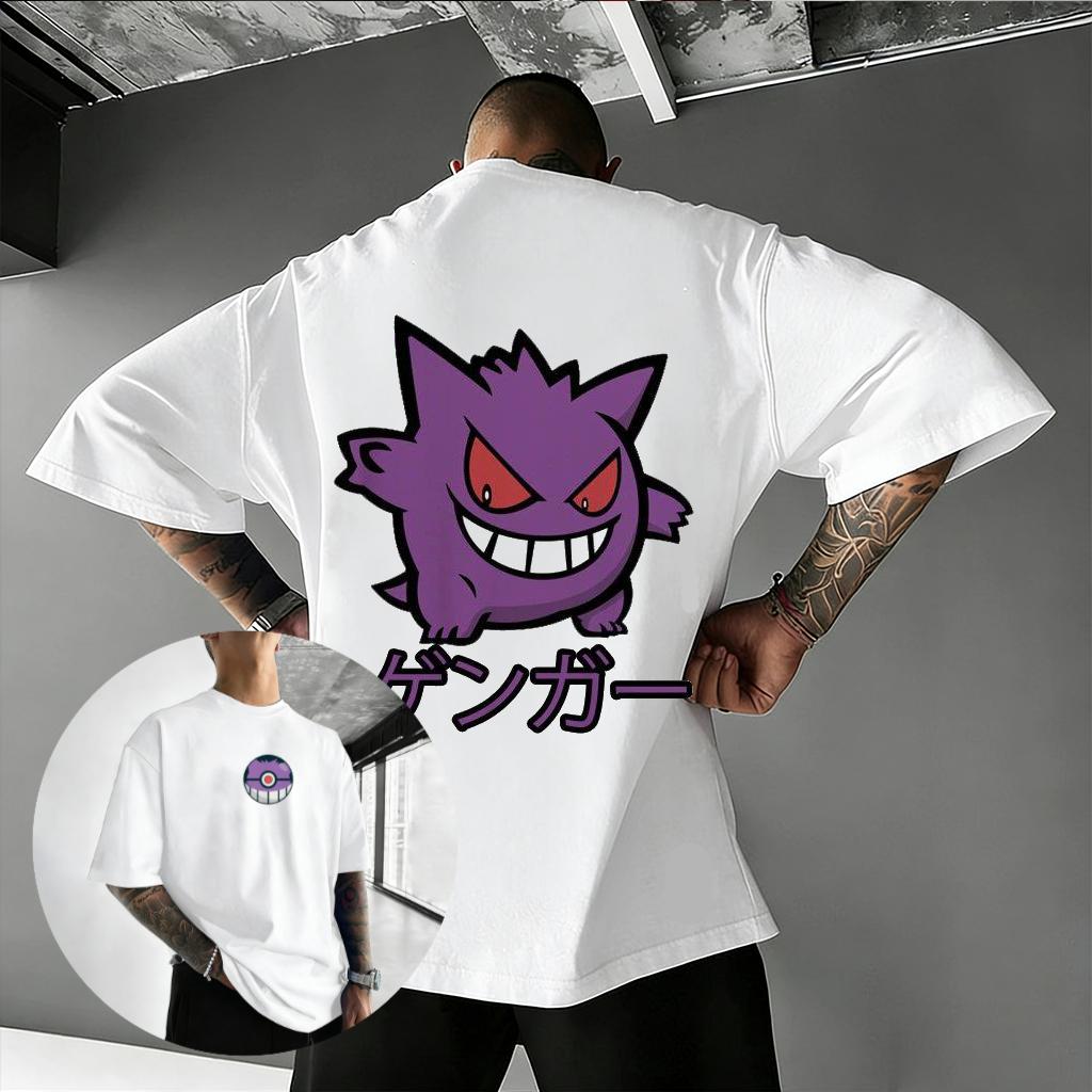 Oversized Pokemon Gengar Graphic T Shirt Men Women Cotton Short Sleeve Tee Streetwear 2026 Summer Cartoon Print Casual Tops Y2k