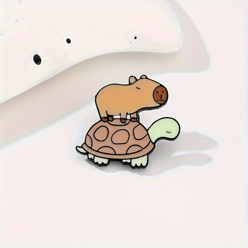 

Whimsical Dolphin Turtle Enamel Pin - Cute Cartoon Animal Stacked Design - Unique Fashion Accessory, Gift for Animal Lovers