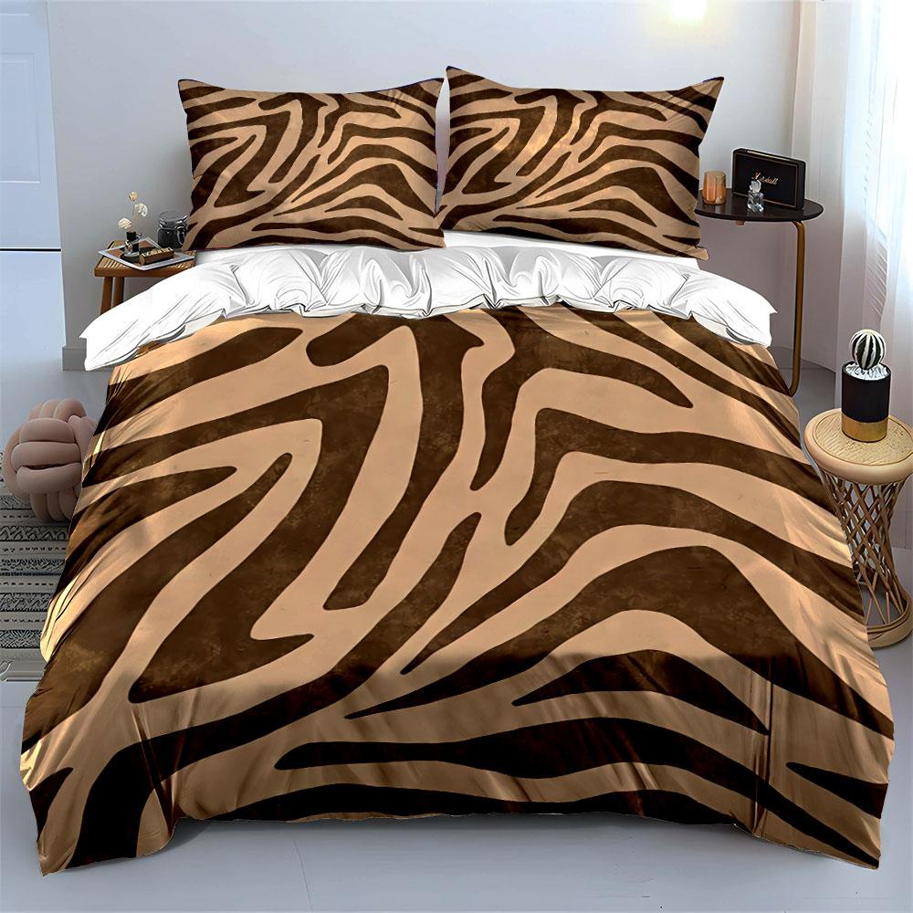 Zebra Print Three-Piece Set Bedding Duvet Cover Set Duvet Cover Pillowcases (1*Duvet Cover 2*Pillowcases, Without Duvet Insert)