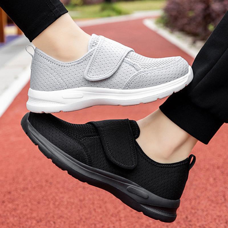 Breathable Mesh Women's Flats Light Elastic Casual Walking Shoes Non-slip Knitted Mother Shoes Big Size 36-45