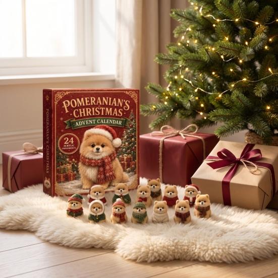 Interactive Holiday Games 2026 Dog Christmas Advent Calendar, 24-Day Acrylic Ornament Set with Mini Puppy Seasonal Party Supplies Figures,