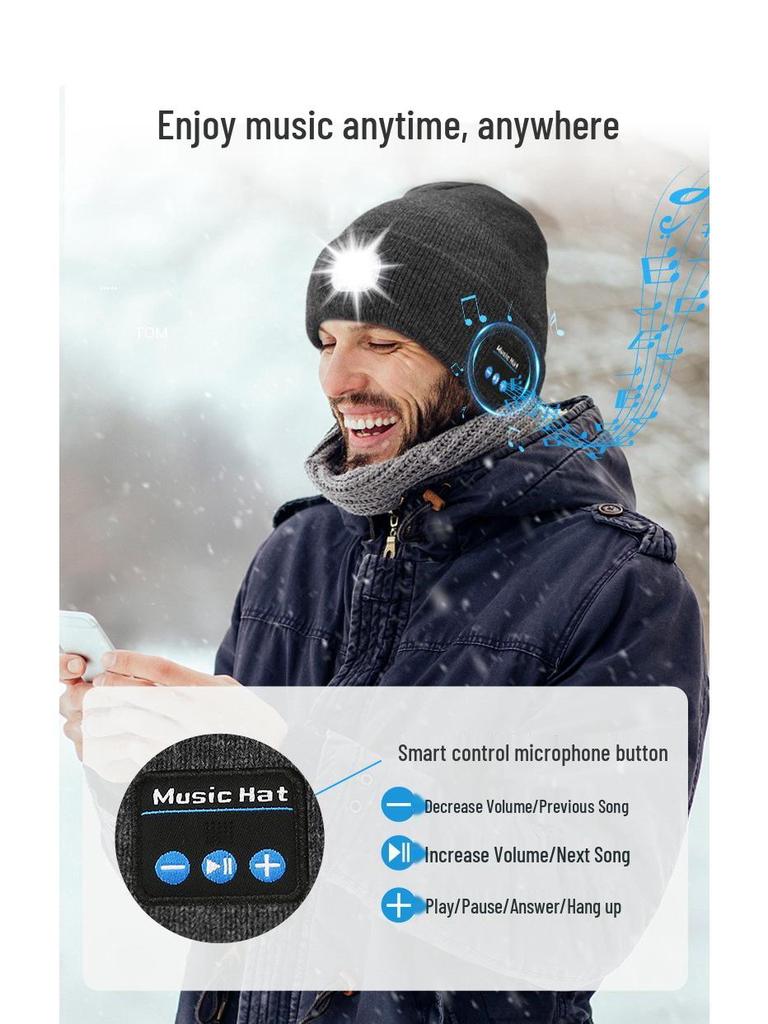 Rechargeable LED Light Beanie - Glow-in-the-Dark Winter Hat for Night Running Outdoors