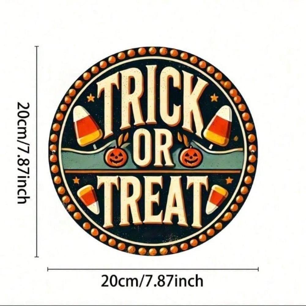 Vintage Round Metal Halloween Sign Rustic Outdoor Indoor Decor