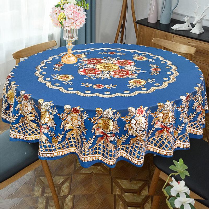 Luxury Waterproof PVC Tablecloth: Oilproof, Anti-scald, Wash-free Round Design for Hotels and Homes