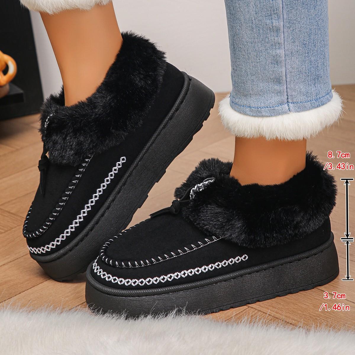 

Warm Thicken Plush Cotton Shoes Women 2025 Winter Non Slip Thick Bottom Snow Boots Woman Slip On Chunky Platform Ankle Botas 36-37