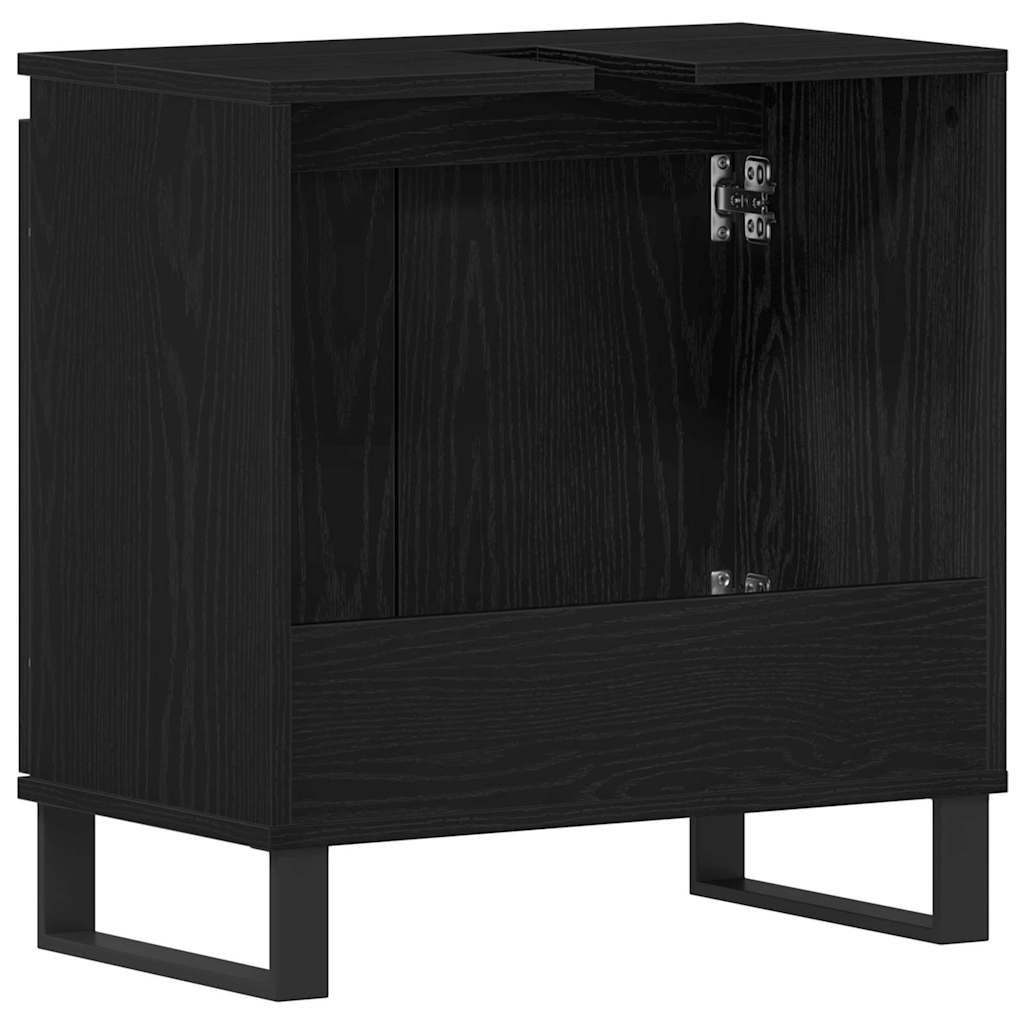 Washbasin Cabinet with Door Black Oak Effect 58 x 33 x 60 cm