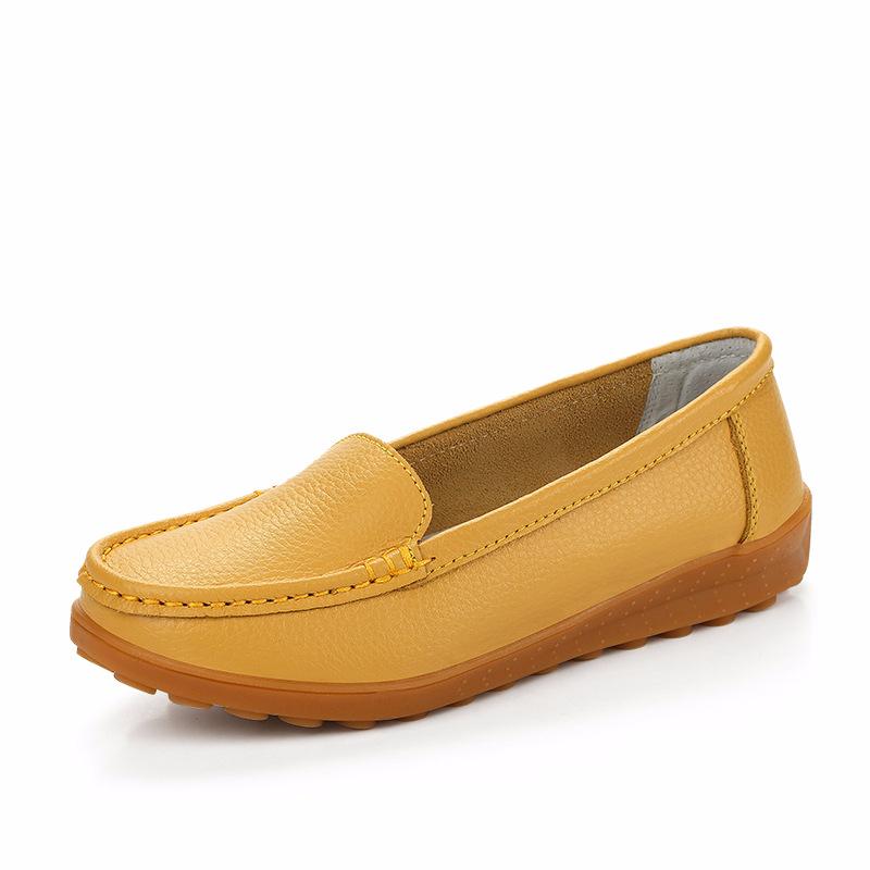 

Туфли на плоской подошве, женские легкие, мягкие и удобные женские лоферы, темпераментное дыхание, однотонная повседневная обувь из натуральной кожи, женская обувь 40 жёлтый