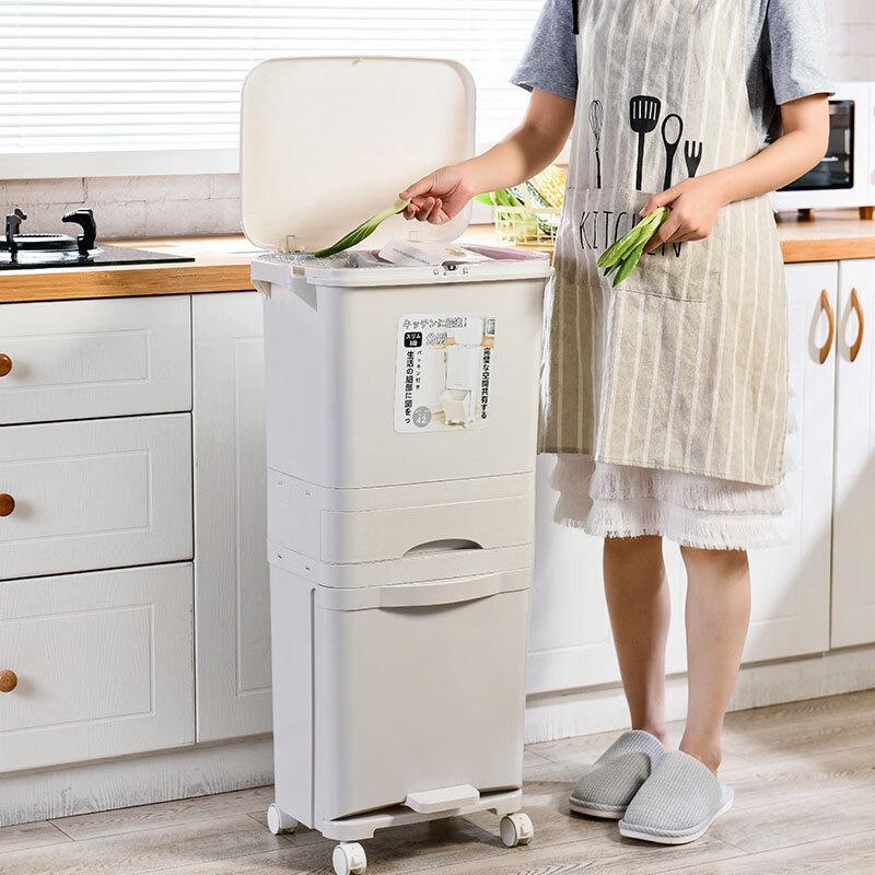 YuZhuXun Dual-Layer Kitchen Dry-Wet Separation Trash Can