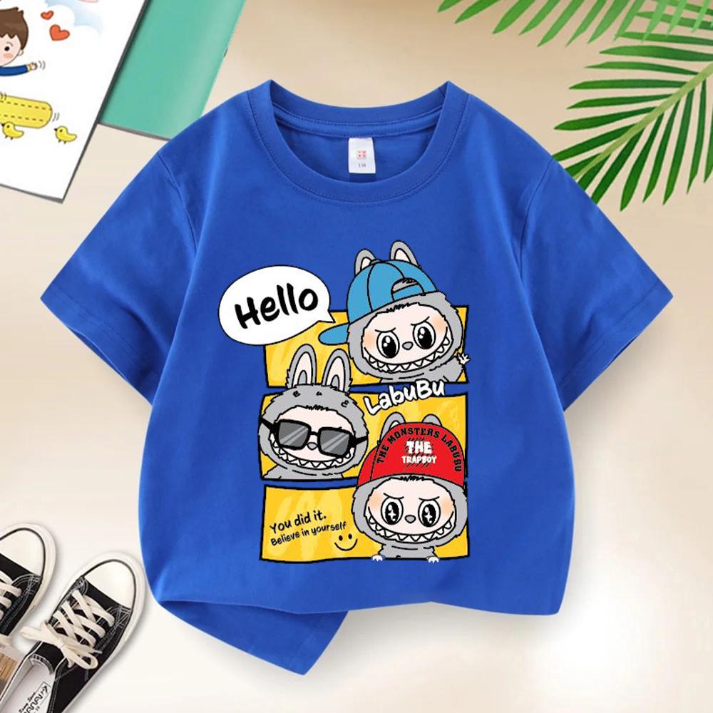 

Футболка на детский день рождения Лабубу Мультяшный аниме принт Удобная подарочная одежда 150