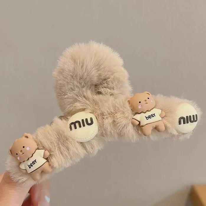 Plüsch-Haarspange für Herbst und Winter – Große Hai-Klammer im Ins-Stil für Damen