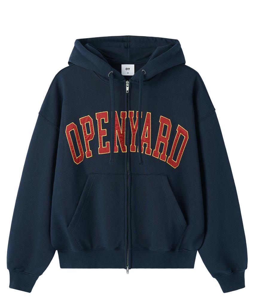 Openyard(Oy) Satin Patch Hoodie Zip Up - Navy