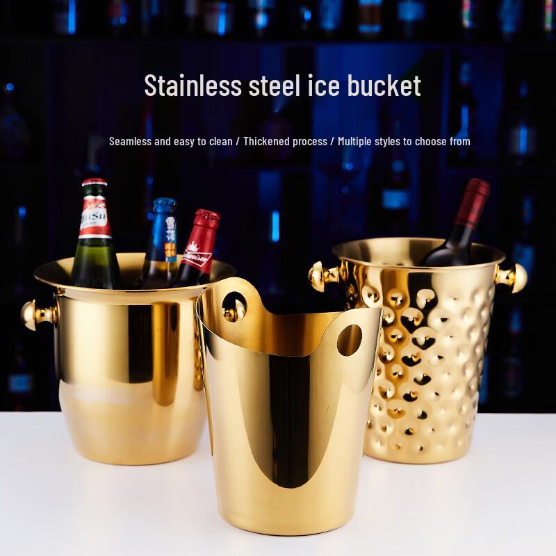 ZISIZ Luxury Hammered Champagne Ice Bucket