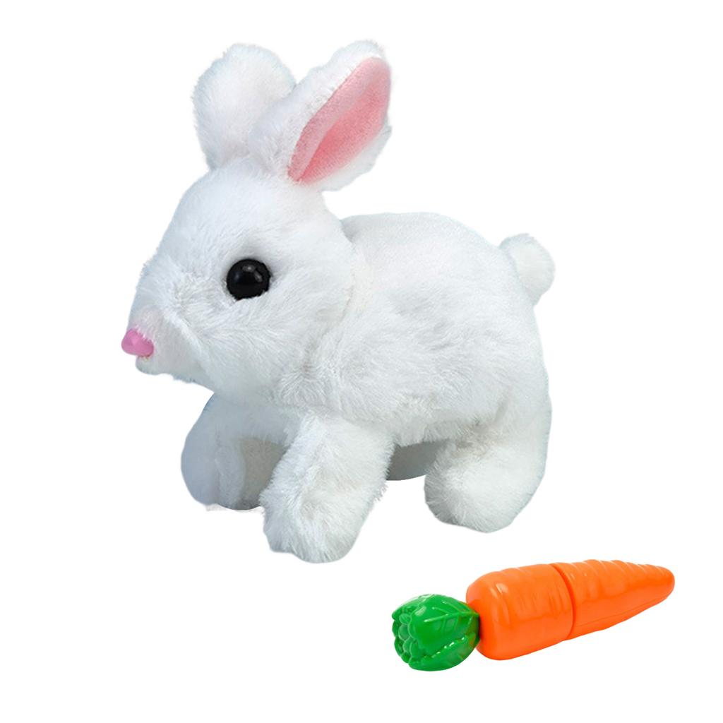 Electric Plush White Rabbits Toy Fluffy Educational Interactive Bunny Toys Suitable for Haunted House Decoration