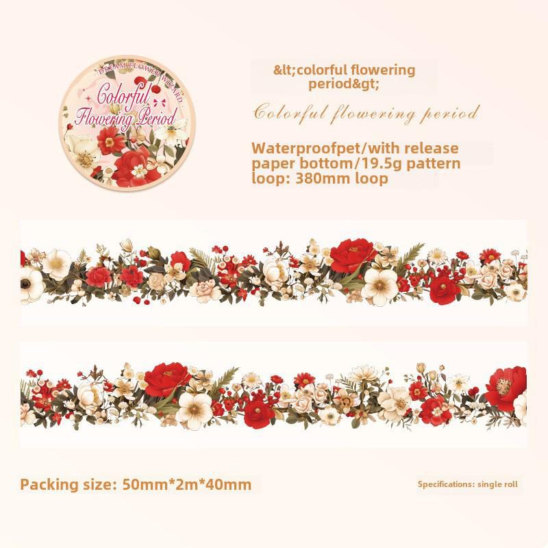 

Квіткова декоративна стрічка для блокнотів Flower Fairyland - водонепроникний рулон ПЕТ-наклейок