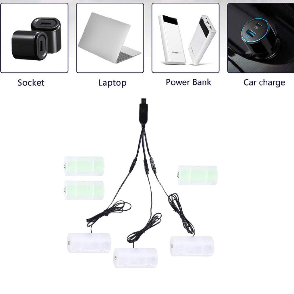 1 To 3 D Battery To USB Electric Converter Replace 1-4pcs D Cell Battery 1.5V 3V 4.5V 6V for Gas Water Heater Flashlight