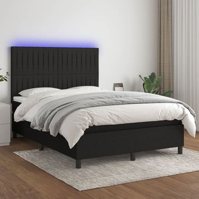 VidaXL Slat Bed Base with Mattress and LED, Upholstered Bed, Double Bed, Adult Bed for Interior Bedroom, 3135039
