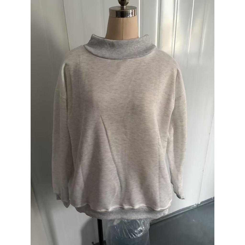 Women's High Neck Pullover Casual Sweatshirt Long Sleeve Fleece Top For European American Sports