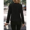 Women's Casual Black Jacket - Relaxed Fit Round Neck Solid Color Outerwear, Machine Washable & Dry Cleanable,
