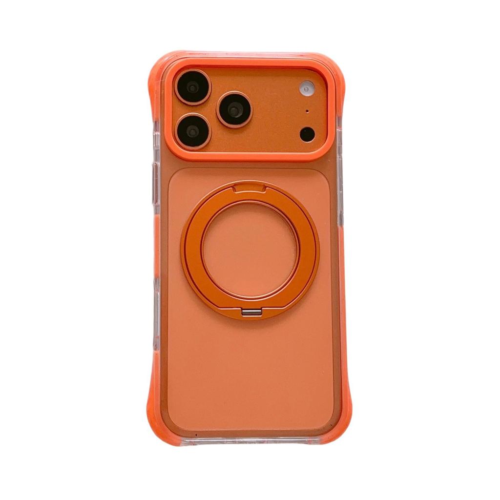 New four-corner airbag ice crystal rotating magnetic suction bracket iPhone 17Pro mobile phone case acrylic apple 16 case