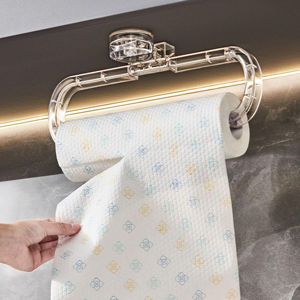 Removable Suction Cup Paper Towel Holder Wall Mounted No Drilling Roll Holder  Bathroom Accessories