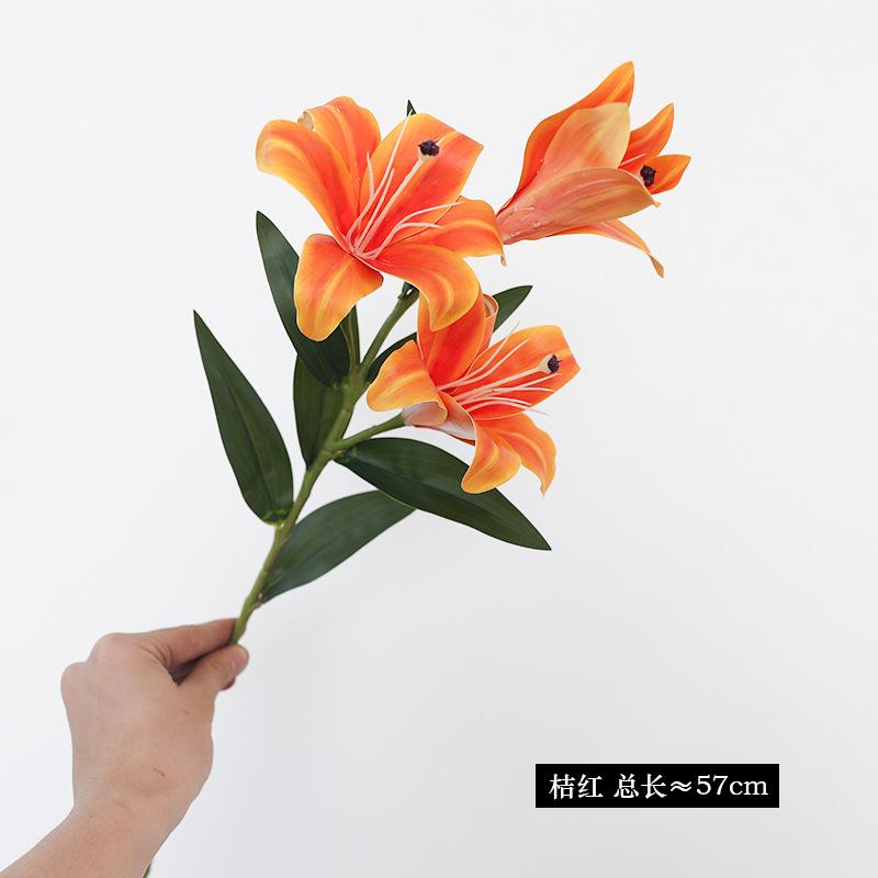 New high-luxury 3D small lily simulation flower, light luxury home decoration 3 lilies