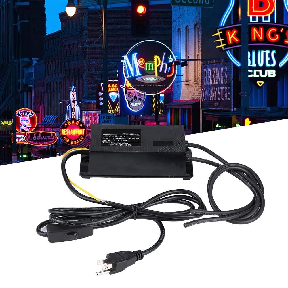 Neon Sign Power Supply, 10KV 30mA, 110V Compatible, Neon Light Transformer, Black, DIY Store Sign, Home Decor, Electronic Neon Sign Kit