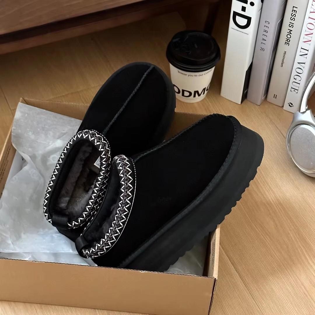 Tasman winter sneeuwschoenen dames designer luxe laarzen Tazz klassiek Ultra Mini platform pantoffels dames hoge hakken warme schoenen 38 zwart