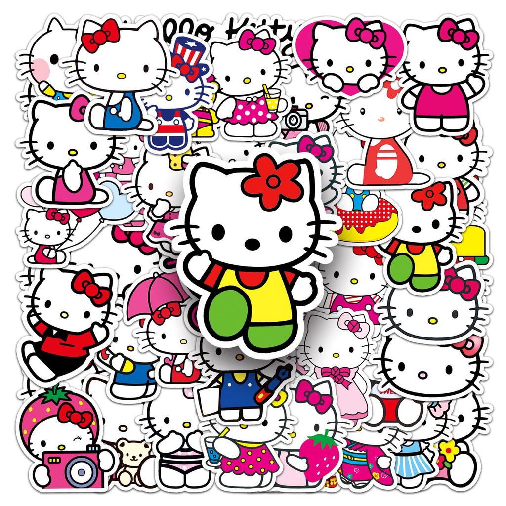 50 Cartoon KT Cat Stickers for Laptop, Suitcase & Phone Decoration