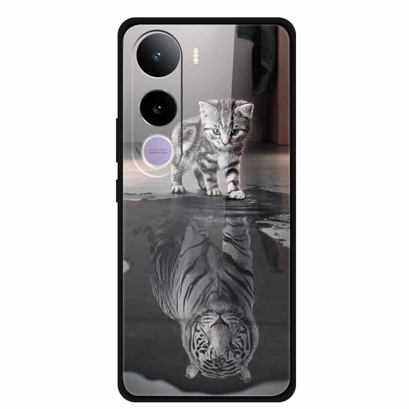 For Vivo Y400 5G Case Y 400 6.67" Animal Wolf Lion Tempered Glass Hard Back Cover For Vivo Y400 2025 Phone Cases Soft Bumper Bag