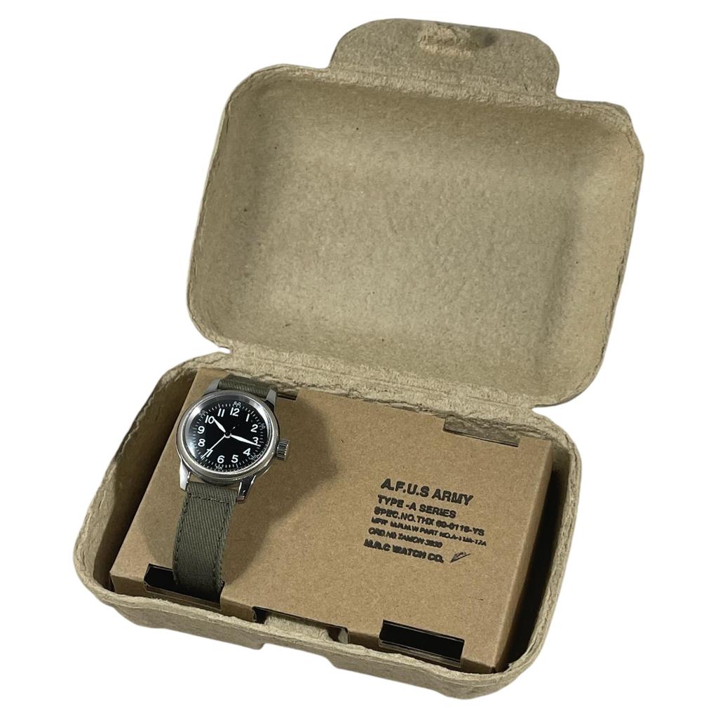 Military Type Black Green Cloth Strap M.R.M.W. Men's Watch, A-11, 12H, Dial,