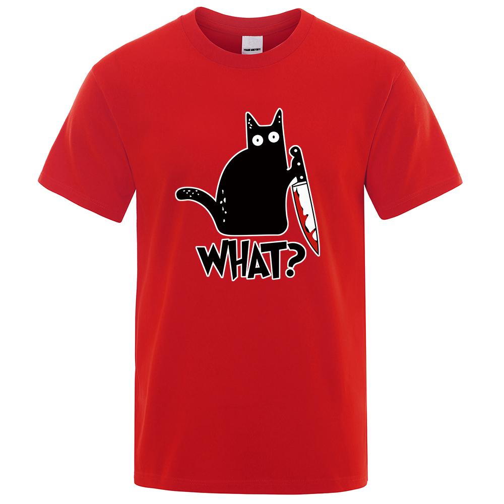 Legrační nůž Kočka Kreslené tričko s potiskem Muži Móda Ležérní Krátké rukávy Volné Velké bavlněné tričko Léto Prodyšná trička