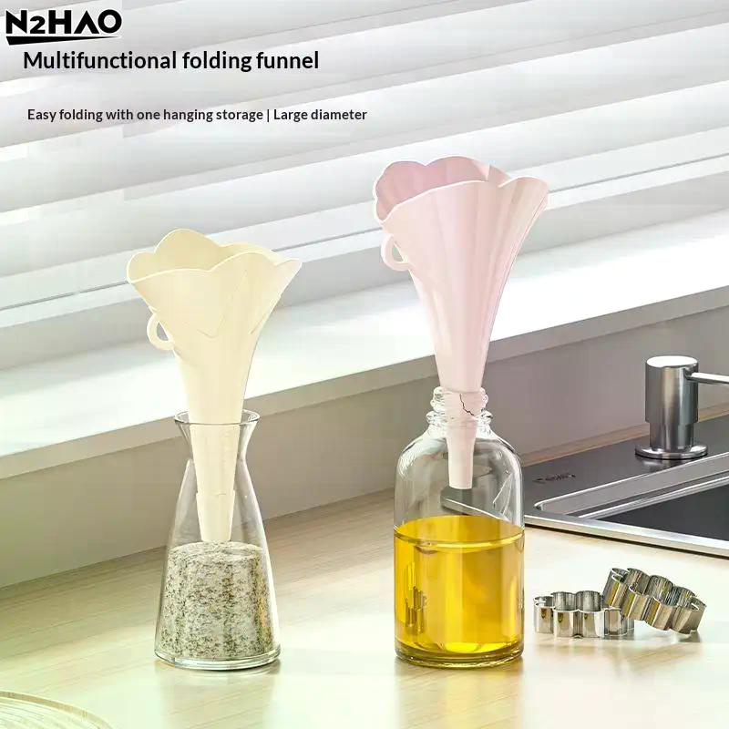 1PCS Silicone Funnel Collapsible Food Grade Kitchen Oil Filling Container Flower Liquid Dispensing Small Caliber Juice Pourer