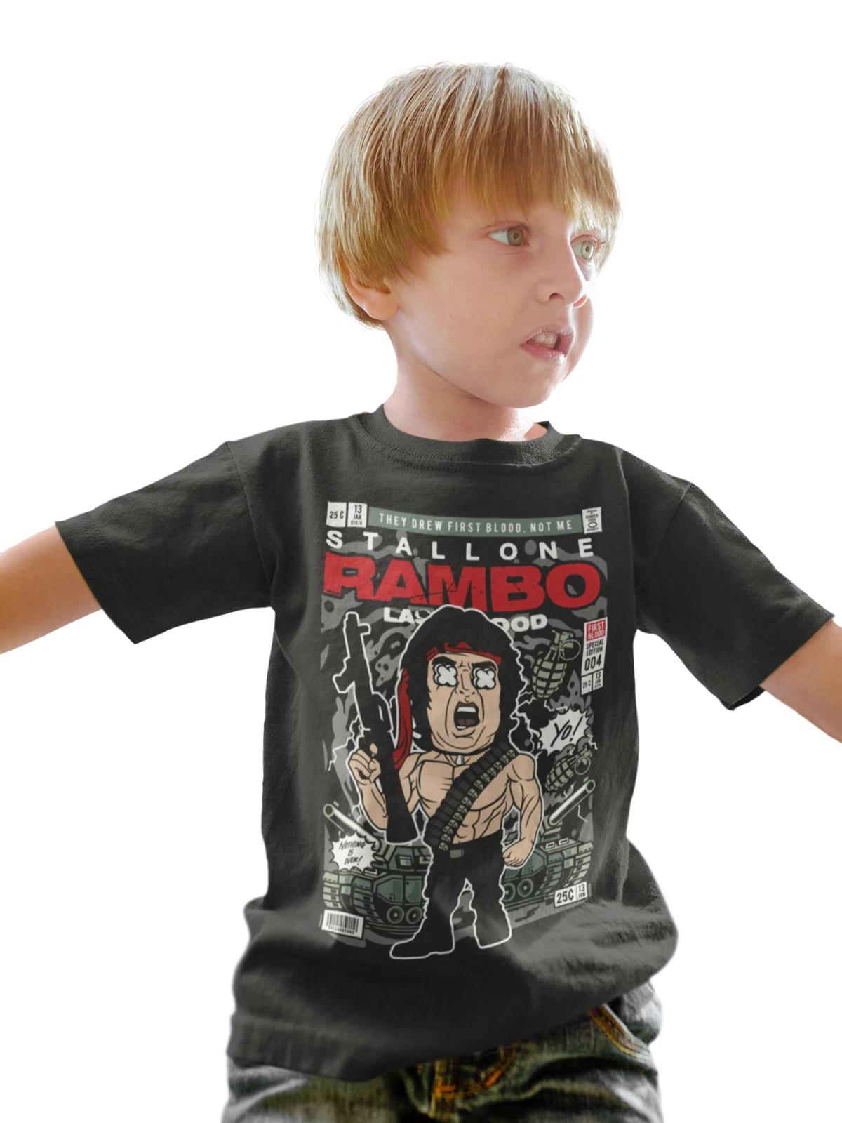 rambo halloween 90s film movie kids girls boys funny birthday kids boys T-Shirt 120