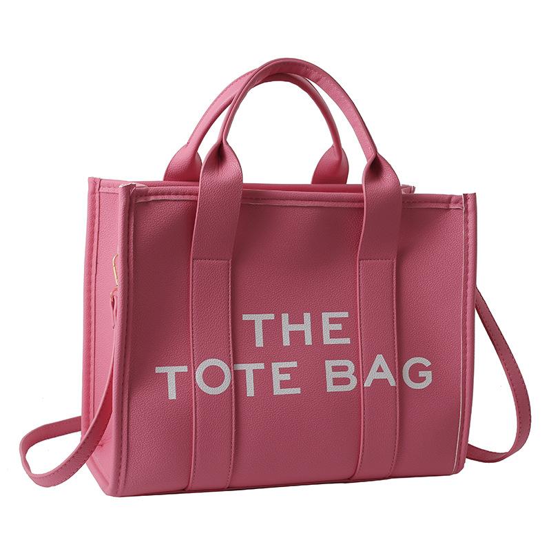 New women's bag women's new solid color pu letter tote bag simple casual messenger large capacity portable