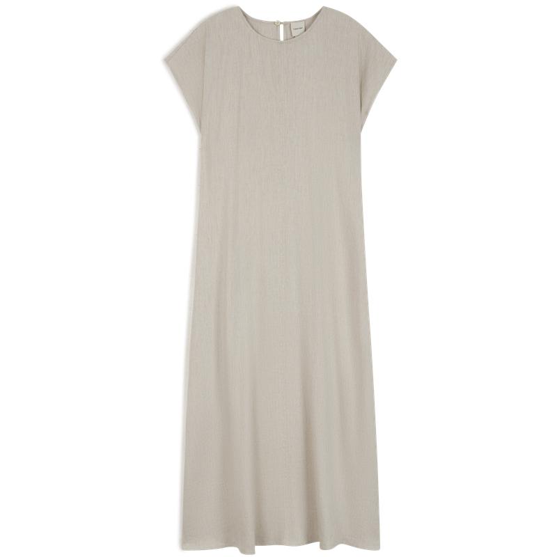 

Calvin Klein Linen Blend Elegant Literary Style Long Dress Short Sleeve Dress Women dresses 44B041G XS
